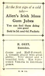 1934 Allen's VFL Footballers #57 Howard Okey Back